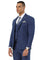 Men's Designer Stacy Adams Vested Suit in Indigo Blue Sharkskin Weave