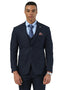 Men's Designer Stacy Adams Vested Suit in Navy Blue Sharkskin Weave