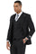Men's Stacy Adams One Button Peak Lapel Vested Suit in Black Plaid
