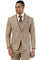 Men's Stacy Adams Vested Sharkskin Pattern Business Suit in Tan