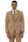Men's Stacy Adams One Button Vested Peak Lapel Suit in Taupe Plaid