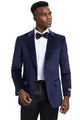 Men's Stacy Adams Modern Fit Velvet Blazer in Navy Blue suit