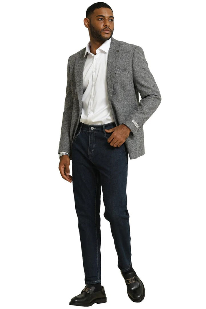 Men's Stacy Adams Vintage Professors Tweed Blazers in Grey