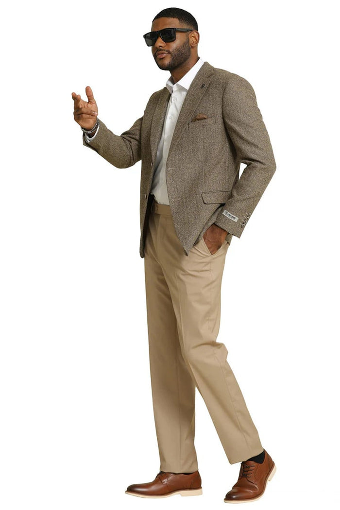 Men's Stacy Adams Vintage Professors Tweed Blazers in Tan