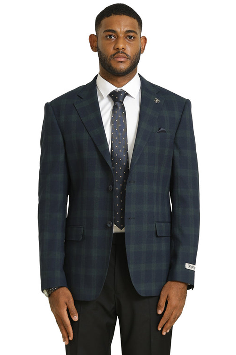Men's Stacy Adams Modern Fit Business Sport Coat Blazer in Dark Green Plaid - 34 Short