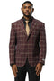 Men's Stacy Adams Modern Fit Business Sport Coat Blazer in Burgundy Plaid