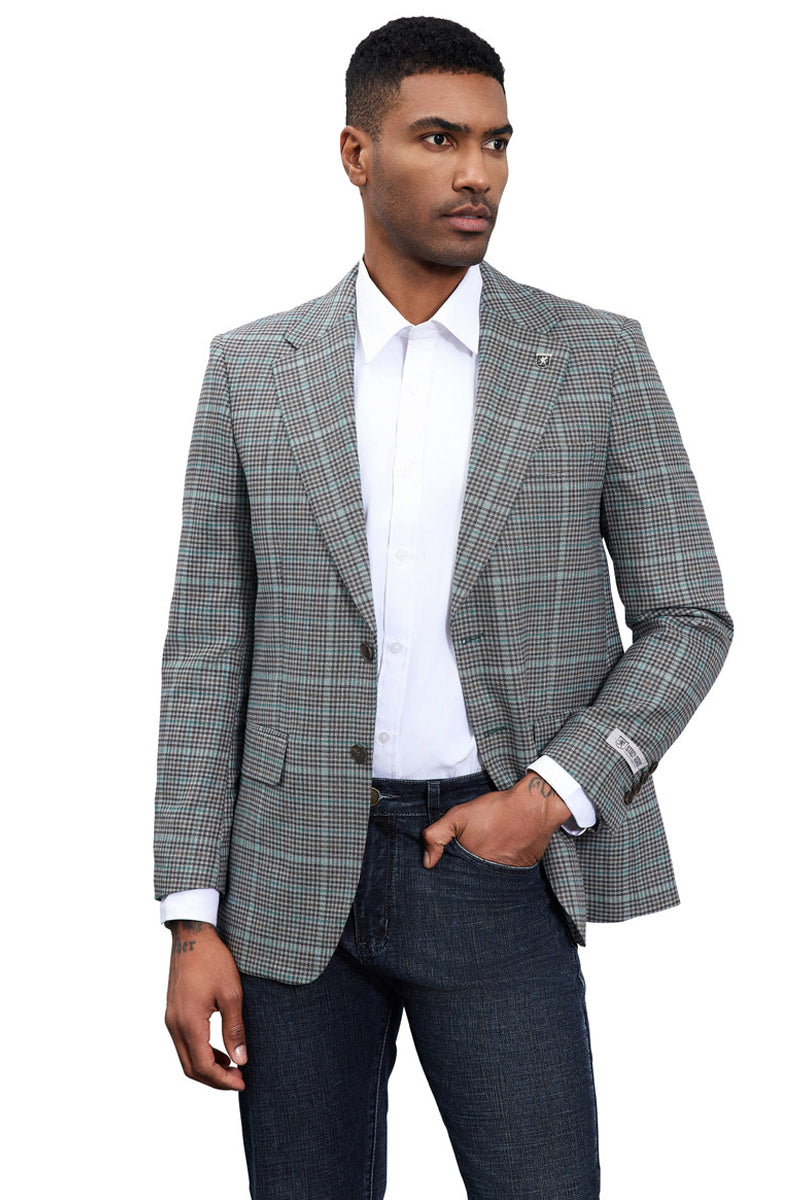 Men's Stacy Adams Modern Fit Business Sport Coat Blazer in Grey Plaid - 34 Short