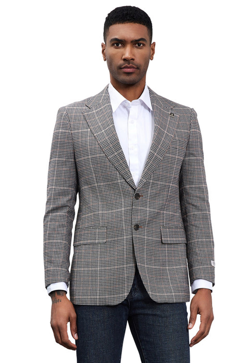 Men's Stacy Adams Modern Fit Business Sport Coat Blazer in Charcoal Grey Plaid - 34 Short