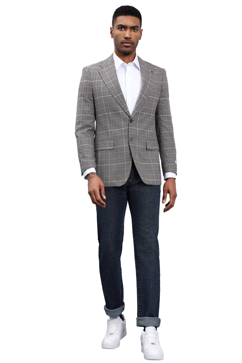 Men's Stacy Adams Modern Fit Business Sport Coat Blazer in Charcoal Grey Plaid - 34 Short