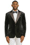 Men's Stacy Adams Velvet Wedding & Prom Tuxedo Jacket With Rhinestone Adorned Lapel in Black