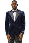 Men's Stacy Adams Velvet Wedding & Prom Tuxedo Jacket With Rhinestone Adorned Lapel in Navy