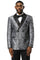 Men's Stacy Adams Double Breasted Wedding & Prom Tuxedo Jacket in Textured Shiny Silver Sharkskin
