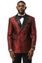 Men's Stacy Adams Double Breasted Wedding & Prom Tuxedo Jacket in Textured Shiny Red Sharkskin