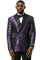 Men's Stacy Adams Double Breasted Wedding & Prom Tuxedo Jacket in Textured Shiny Purple Sharkskin