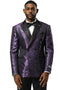 Men's Stacy Adams Double Breasted Wedding & Prom Tuxedo Jacket in Textured Shiny Purple Sharkskin