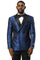 Men's Stacy Adams Double Breasted Wedding & Prom Tuxedo Jacket in Textured Shiny Royal Blue Sharkskin