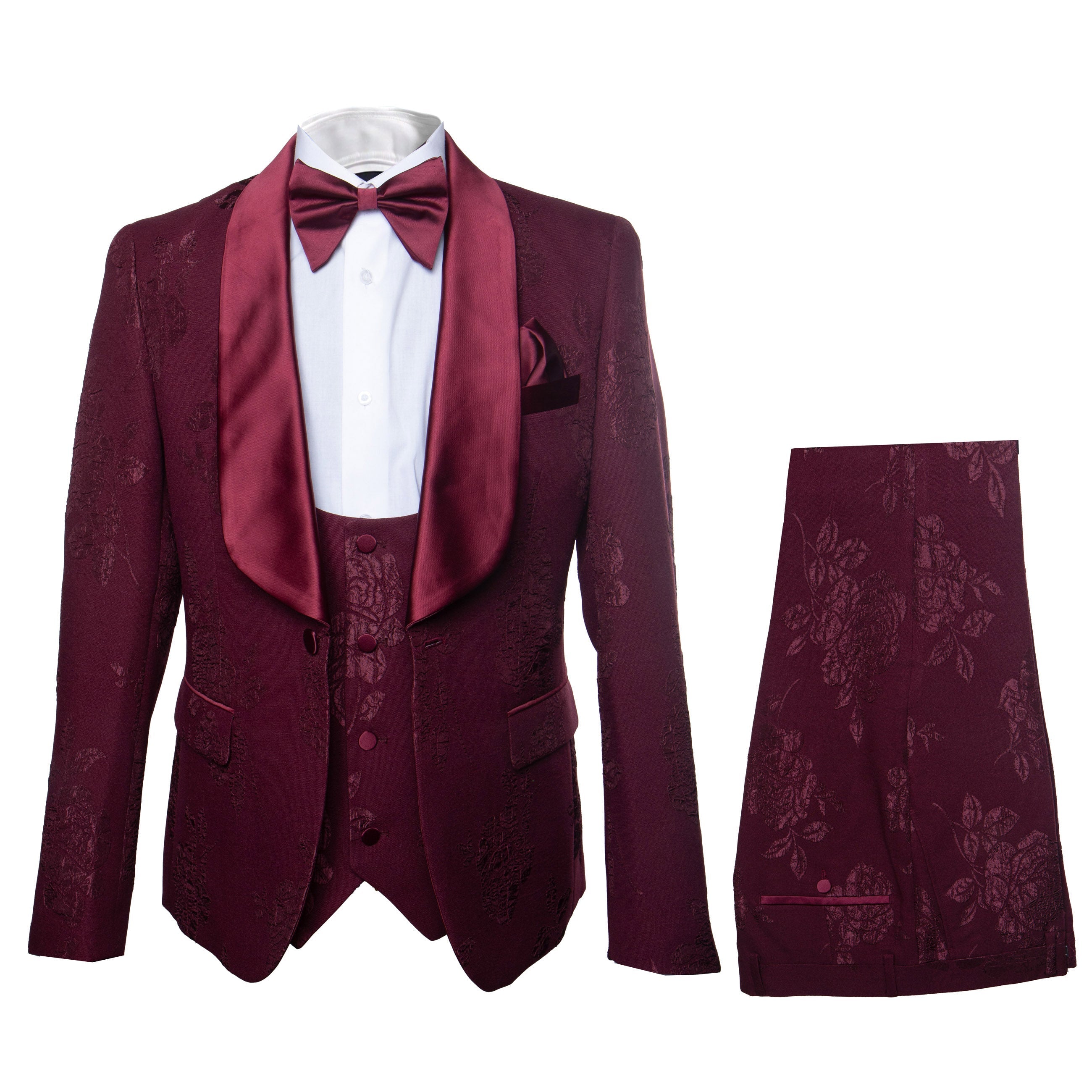 Rossi Man RM1253 – Formal 3-Piece Smoking Style Tuxedo for Men - XS