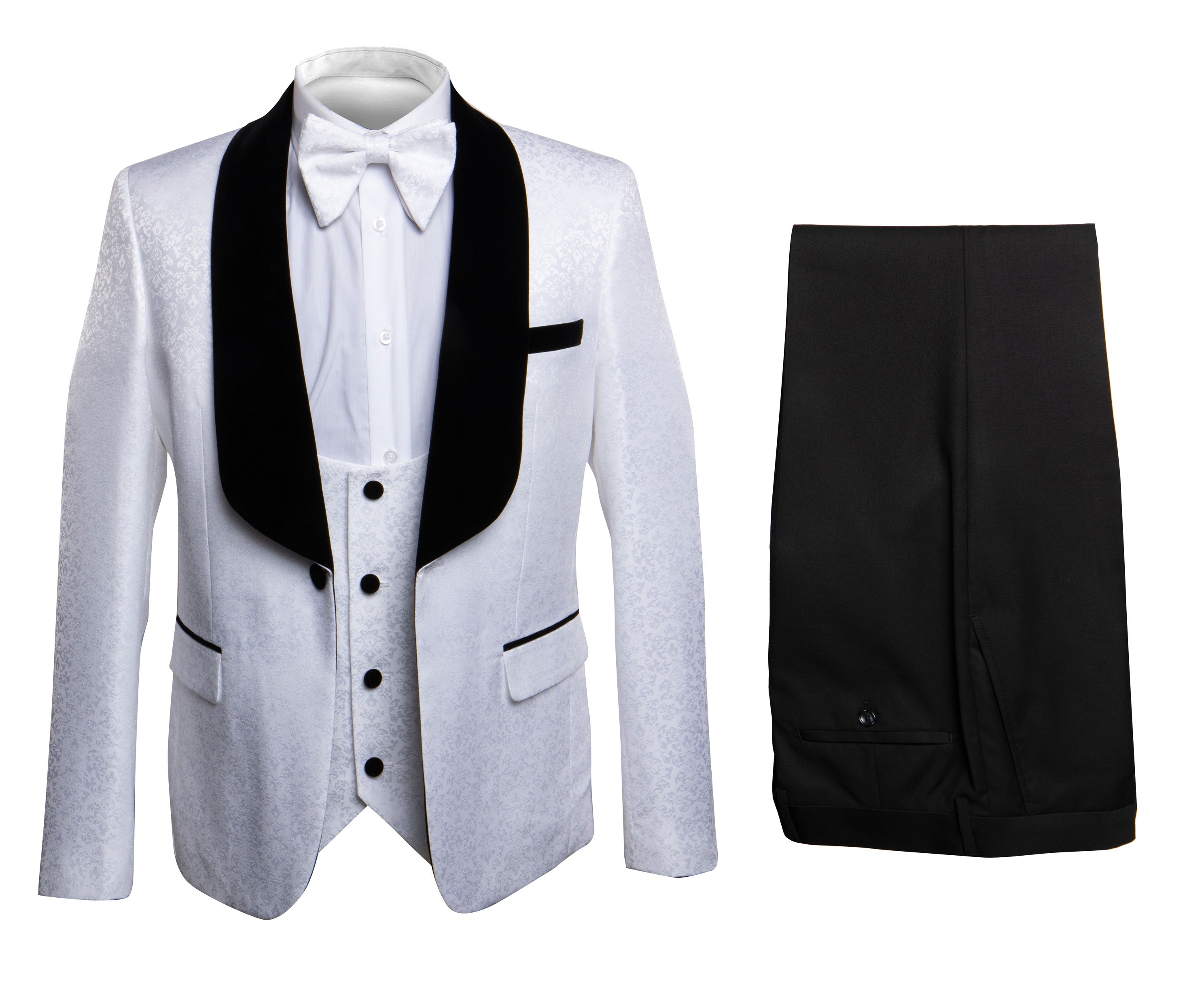Rossi Man RM1444 â€“ Slim Fit Smoking Style 3-Piece Formal Tuxedo for Men - XS
