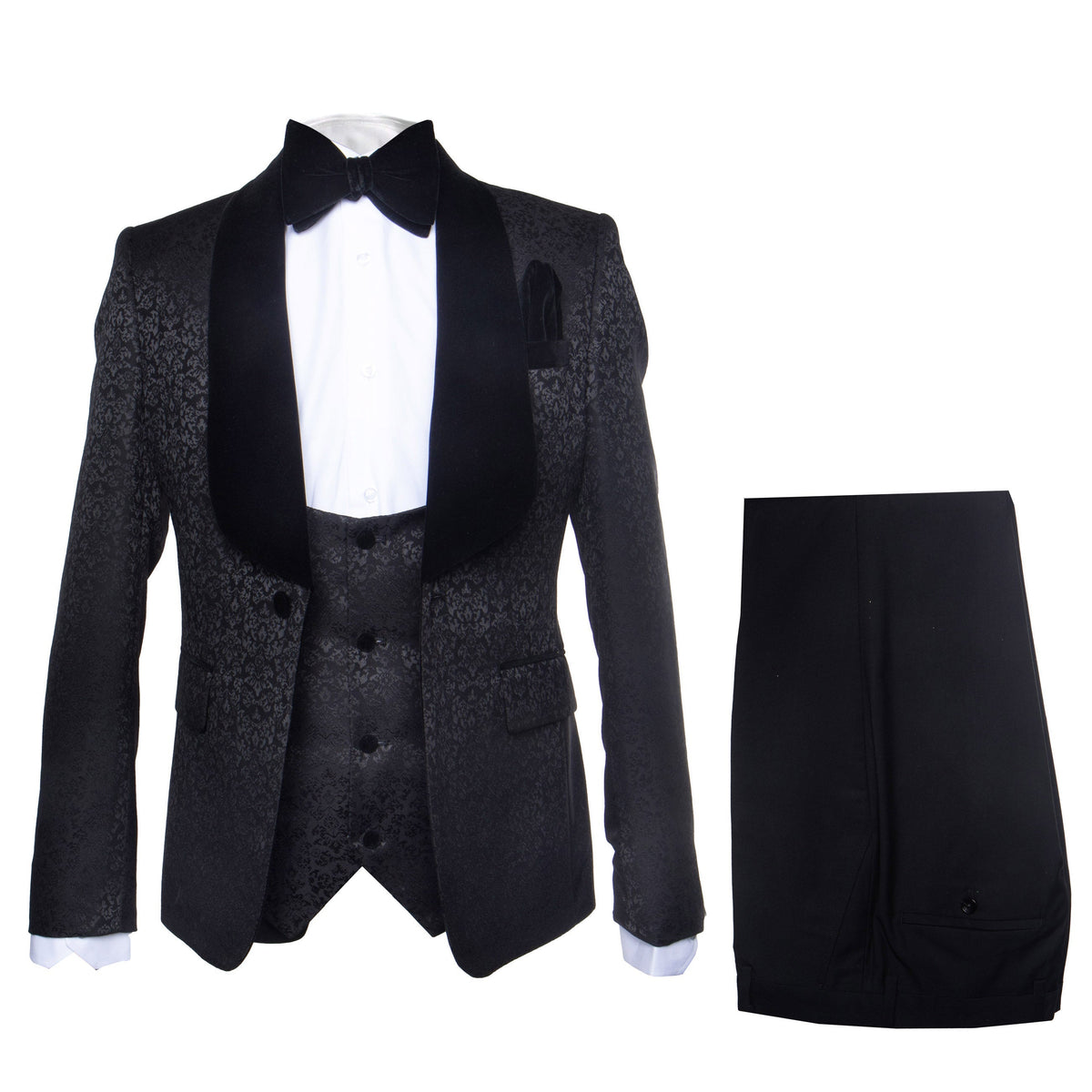 Rossi Man RM1446 Classic 3-Piece Smoking Style Tuxedo Suit for Men