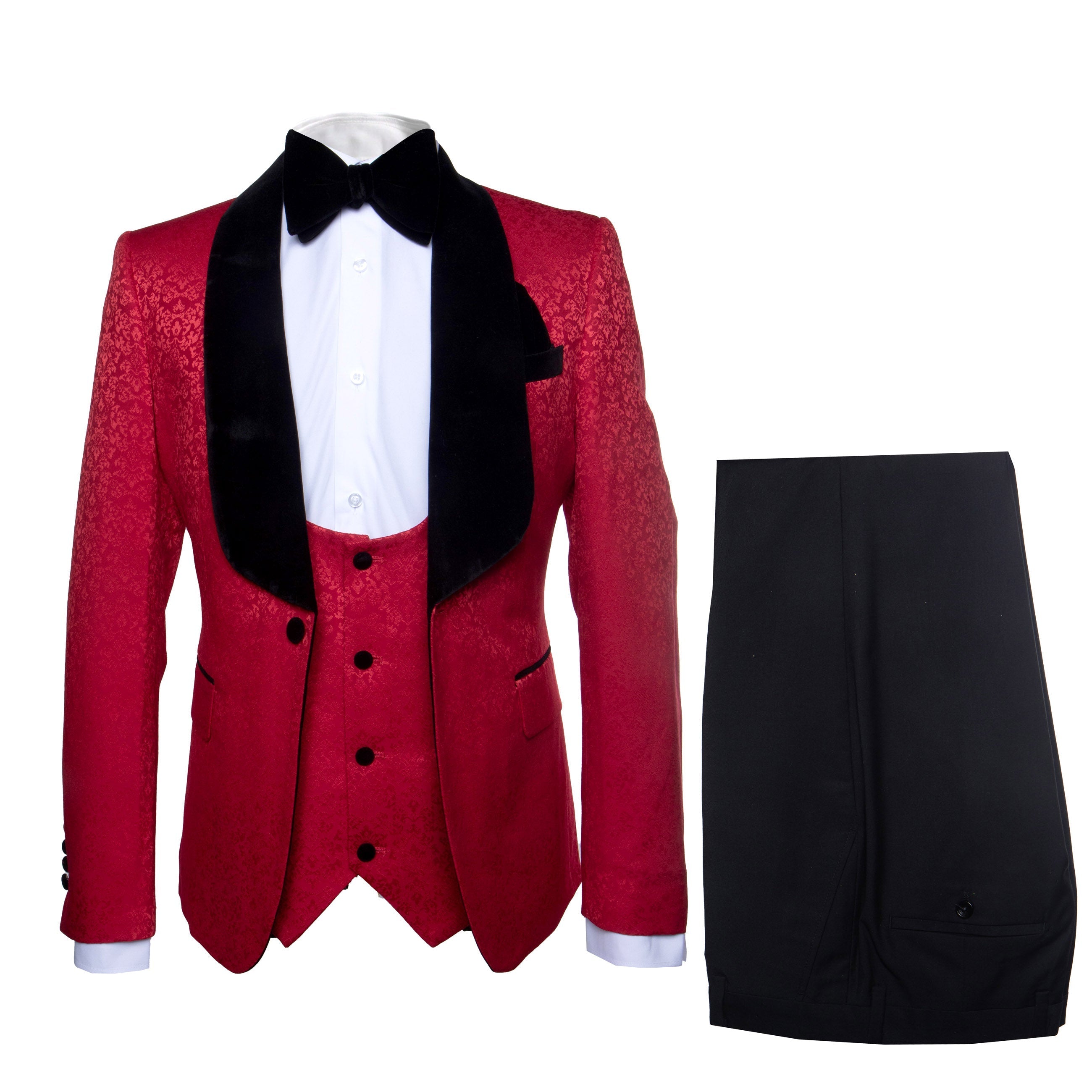 Rossi Man RM1448 â€“ Elegant Smoking Style 3-Piece Tuxedo Set for Men - XS