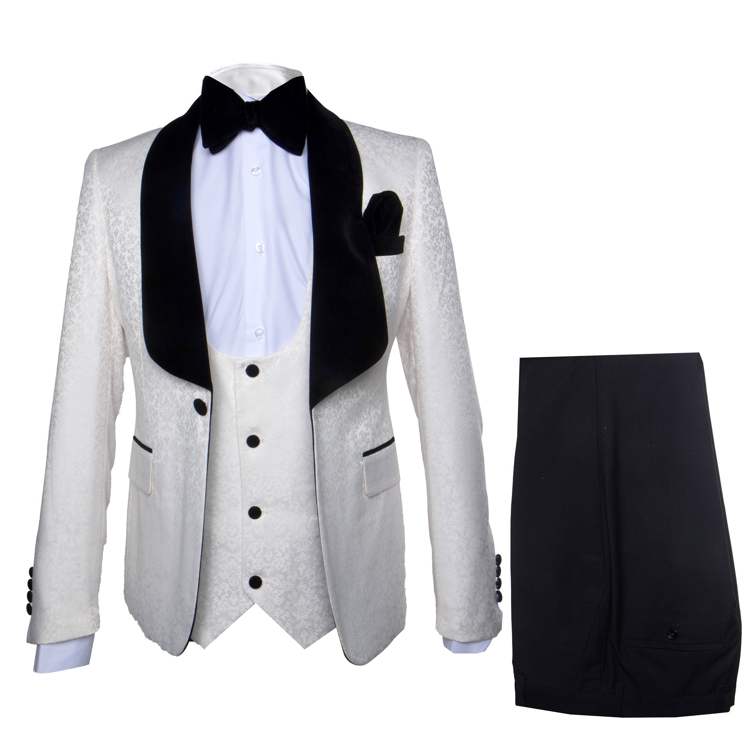 Rossi Man RM1449 – Formal 3-Piece Smoking Style Tuxedo for Men - XS