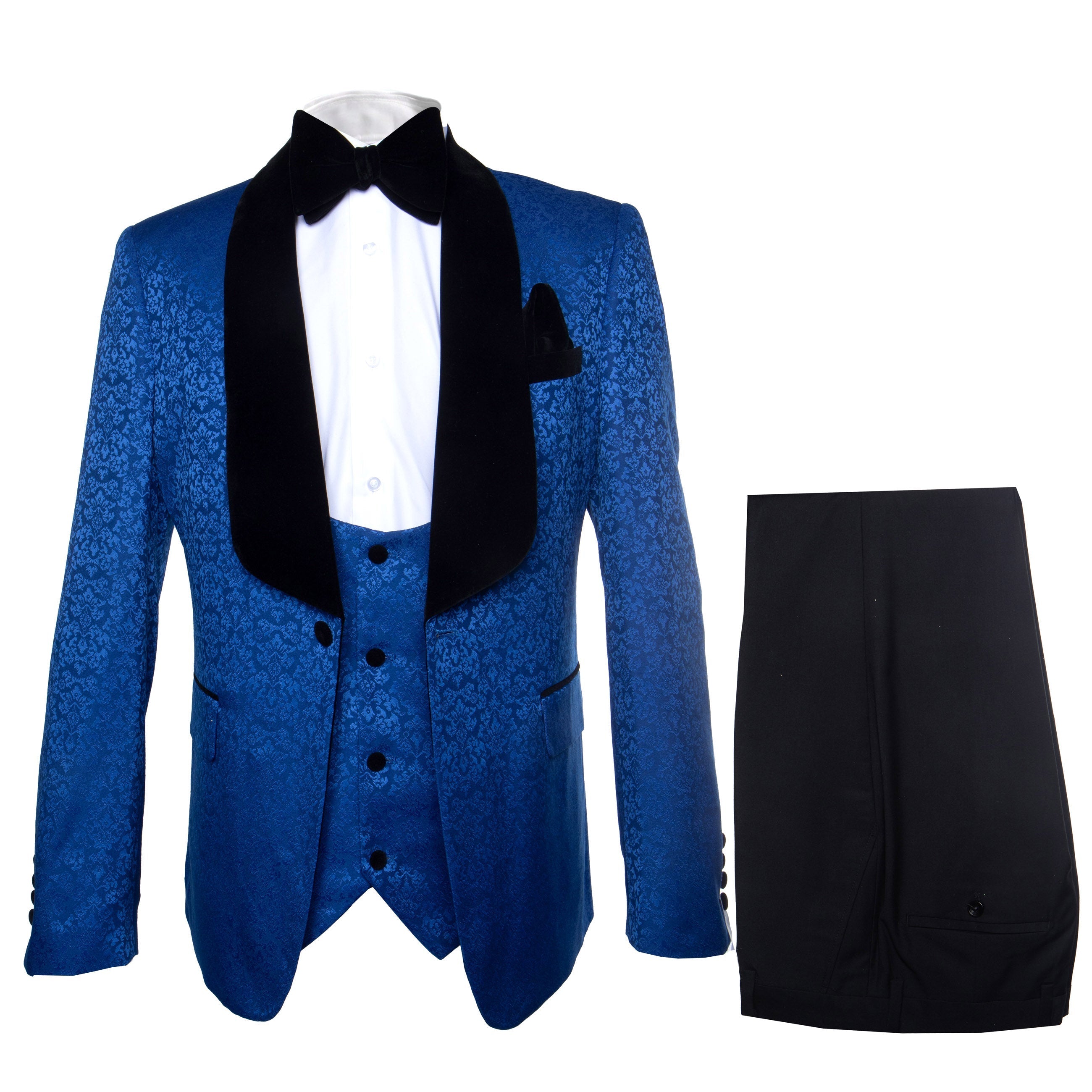 Rossi Man RM1483 Slim Fit Smoking Style 3-Piece Tuxedo for Men - XS