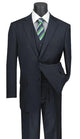 Sovana Collection - Regular Fit 3 Piece Suit 2 Button Tone on Tone Stripe in Navy