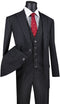 Odyssey Collection - Black Regular Fit 3 Piece Suit 2 Button Gangster Stripe
