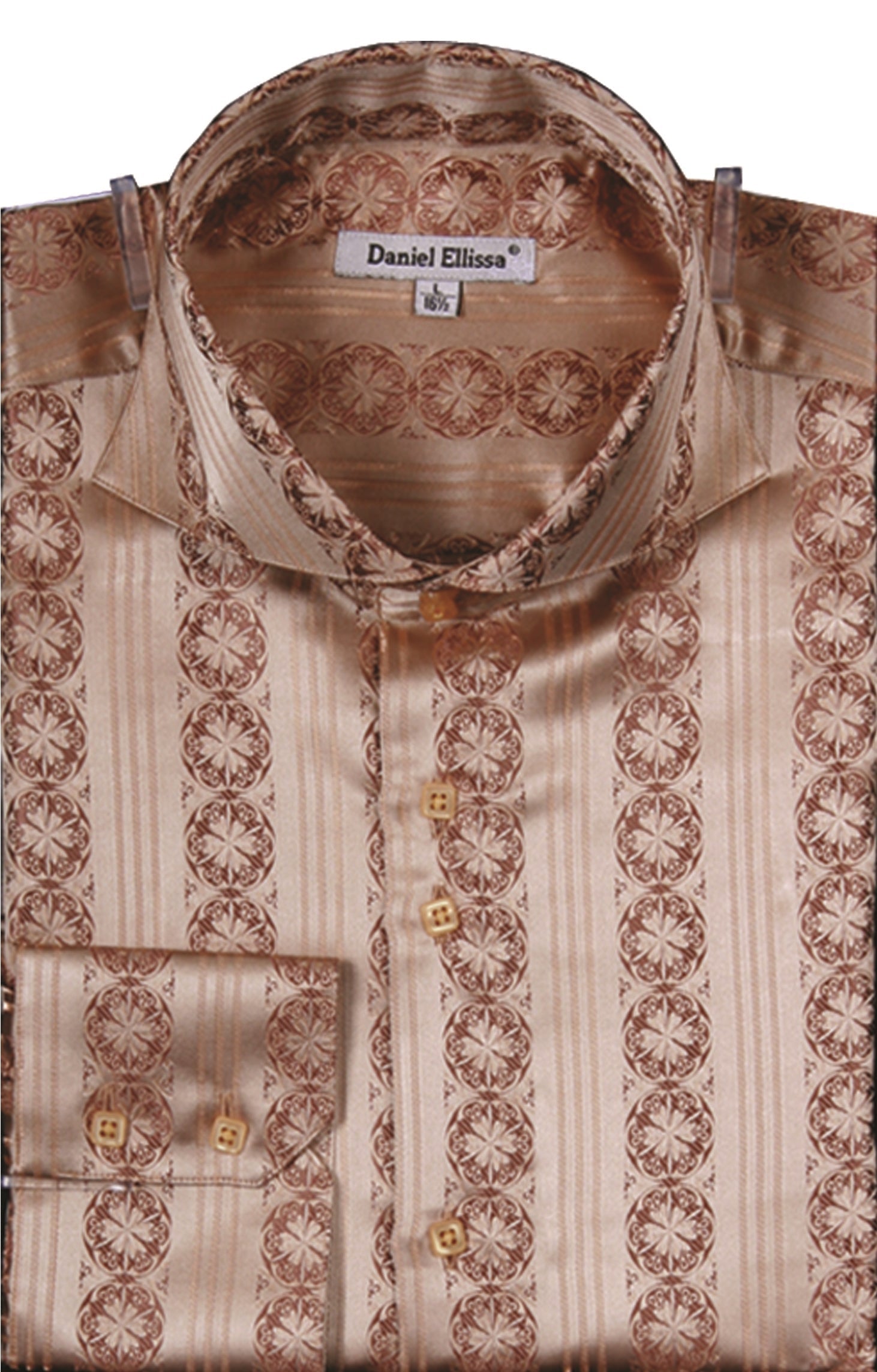 "Fancy Chain Pattern Men's Regular Fit Sports Shirt - Mustard" - M