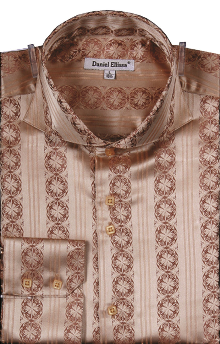 Fancy Chain Pattern Men's Regular Fit Sports Shirt - Mustard