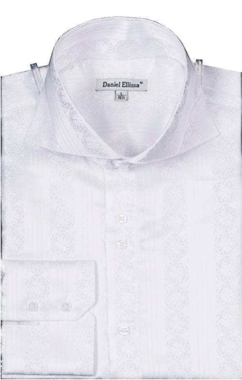 "Fancy Chain Pattern Men's Sports Shirt - Regular Fit, White" - M