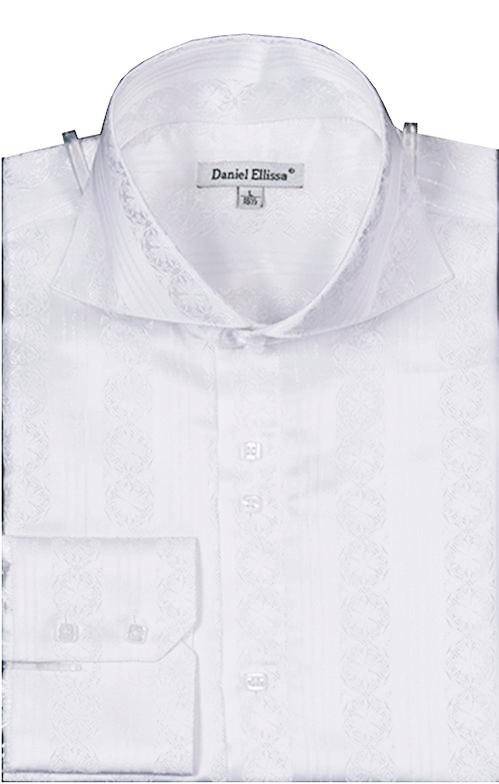 "Fancy Chain Pattern Men's Sports Shirt - Regular Fit, White"