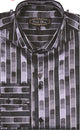 "Men's Black Sports Shirt - Regular Fit with Fancy Tonal Stripe Pattern"