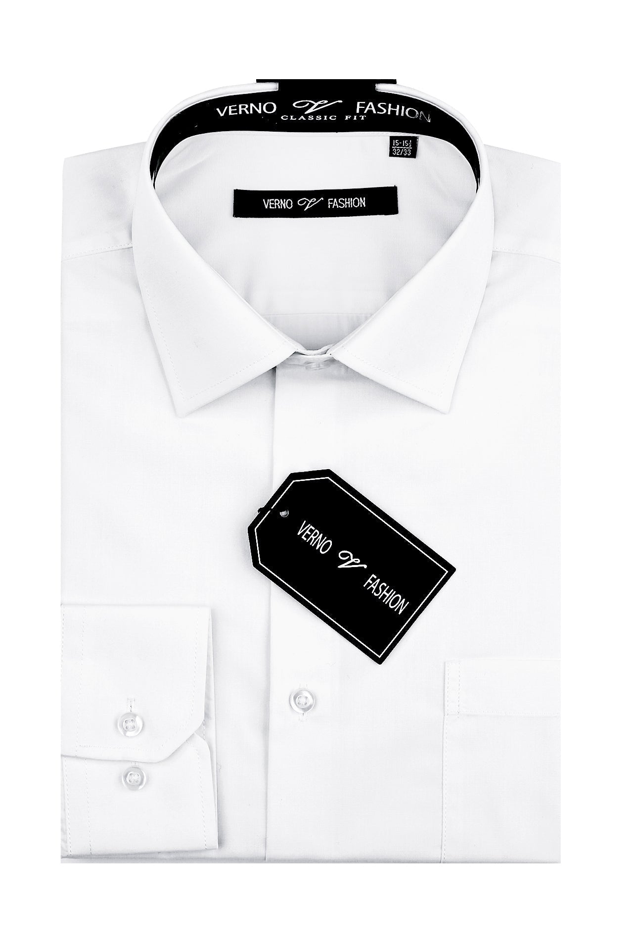 "Cotton Blend Men's Regular Fit Dress Shirt - White"