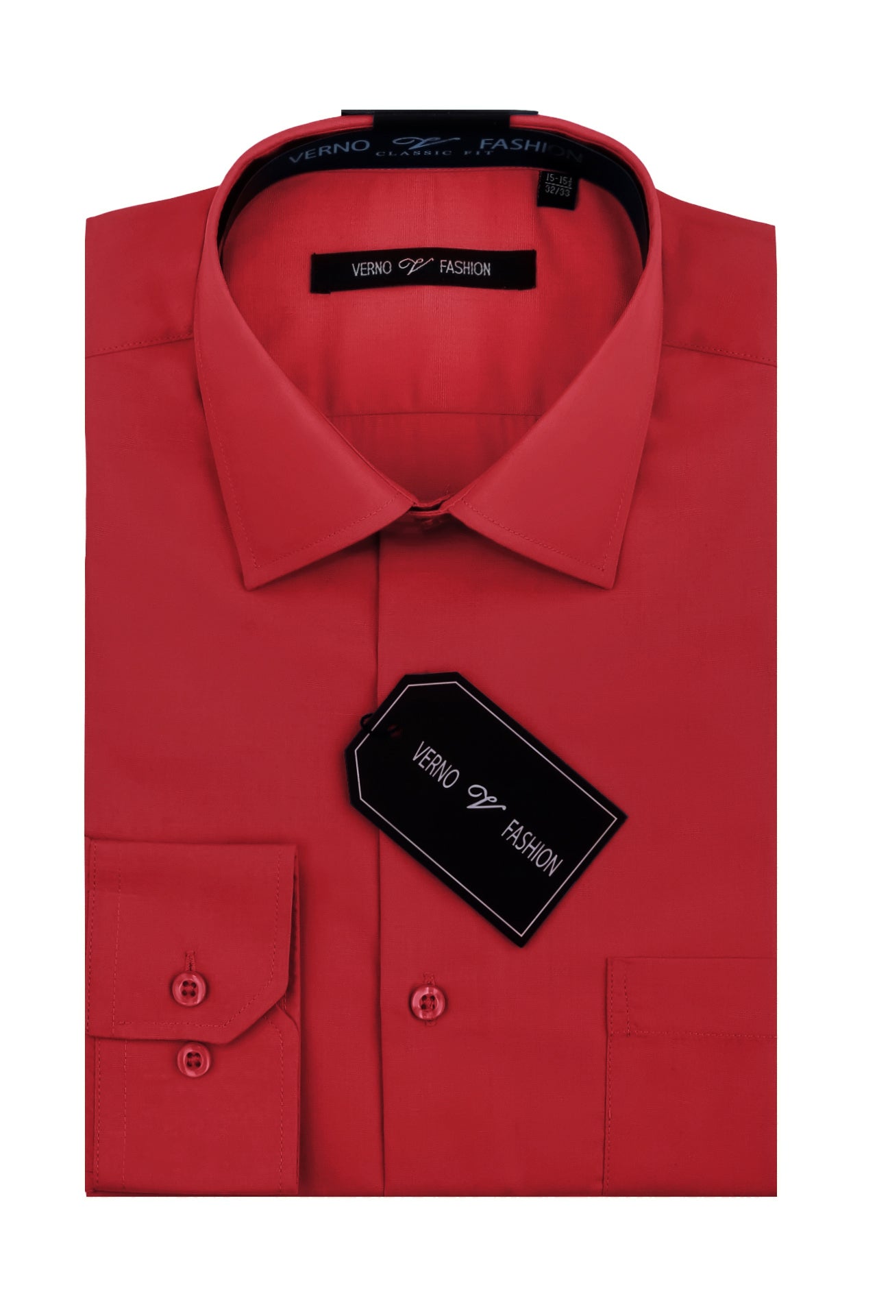 "Cotton Blend Men's Dress Shirt - Regular Fit in Brick Red"