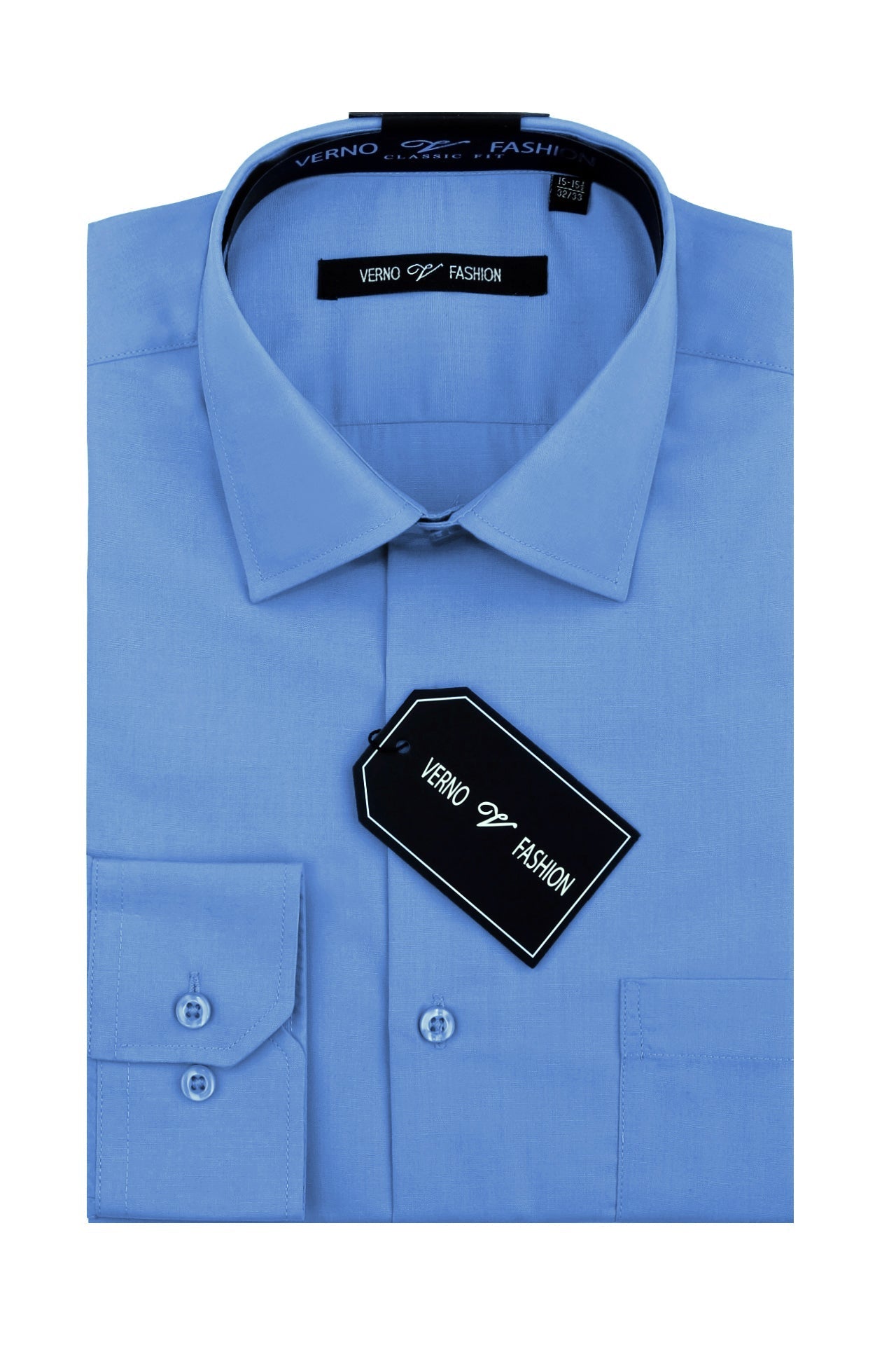 "Cotton Blend Regular Fit Men's Dress Shirt - Light Blue"