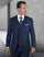 Mens 2 Button Modern Fit Vested Pick Stich Suit in Sapphire Blue