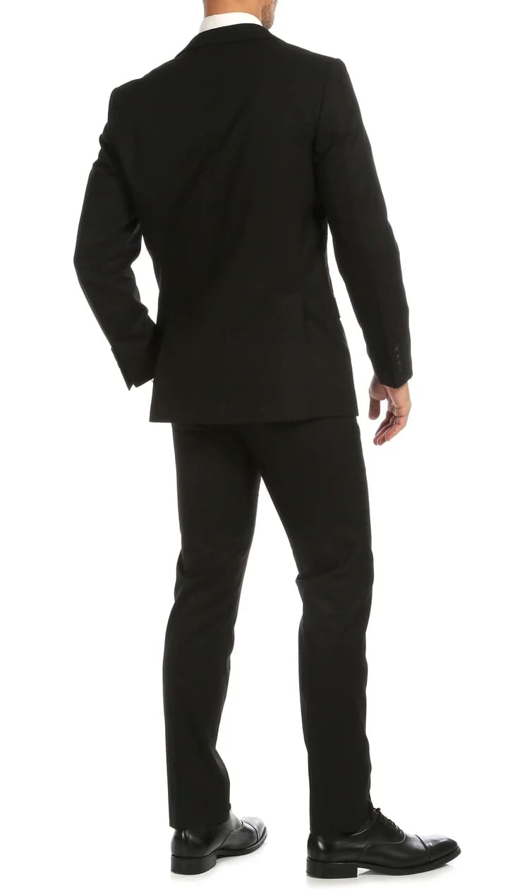 Windsor Black Slim Fit 2pc Suit - 38 Short Jacket+32 Waist Adjustable 28to34)(Height: 5 4 to5 7 )(Neck  15-16.5)S-M)
