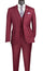 Slim Fit Business Men's Suit 3 Piece 2 Button in Burgundy