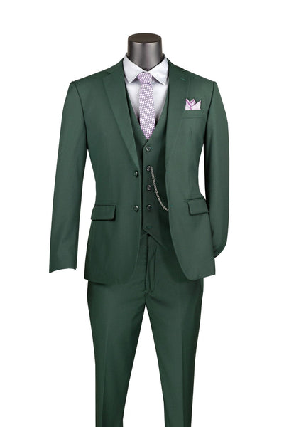 Hunter Green Slim Fit Business Men's Suit 3 Piece 2 Button in Hunter Green