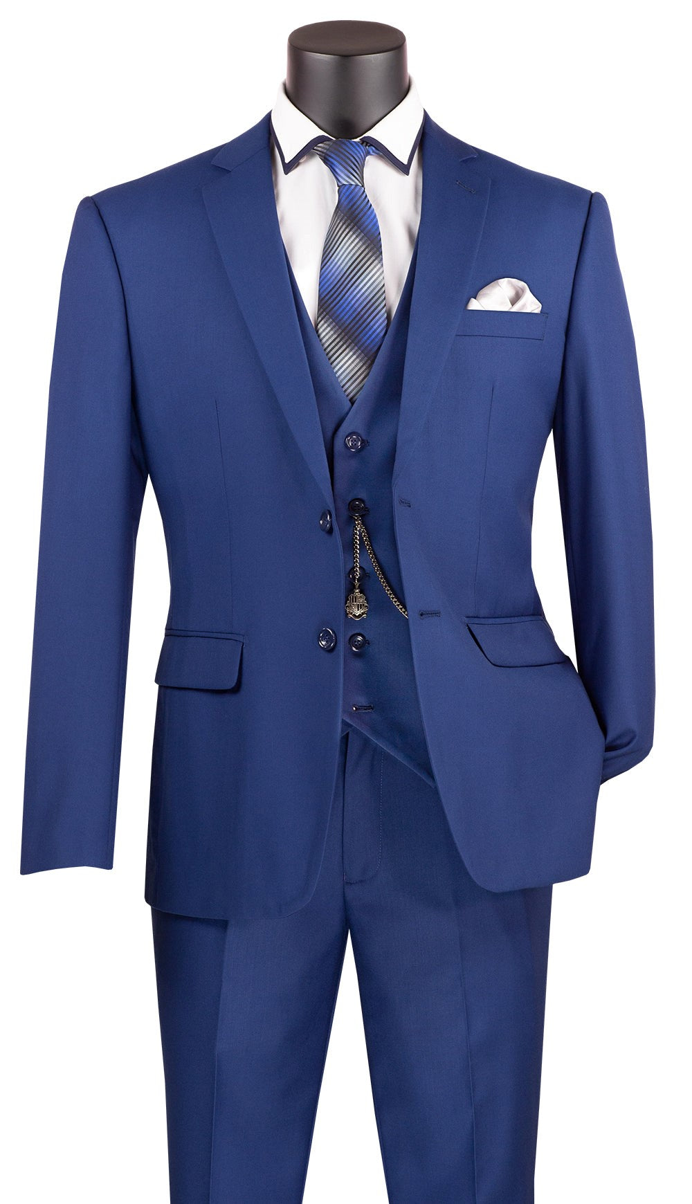 Slim Fit Business Men's Suit 3 Piece 2 Button in Twilight Blue - Twilight Blue