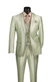 Slim Fit 3 Piece Satin Suit in Light Sage