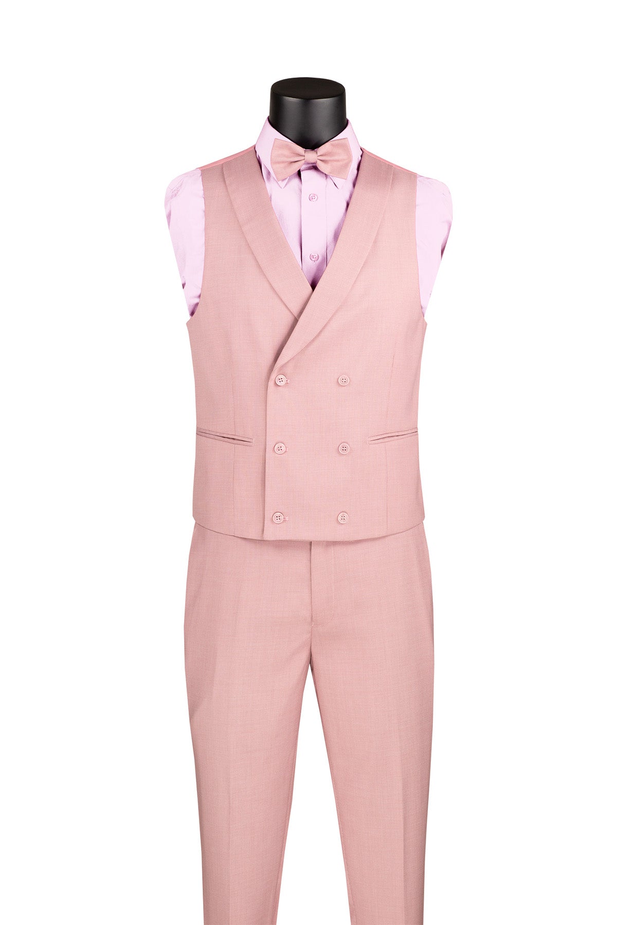 Slim Fit Tuxedo 3 Piece with Matching Bow Tie in Mauve - Mauve