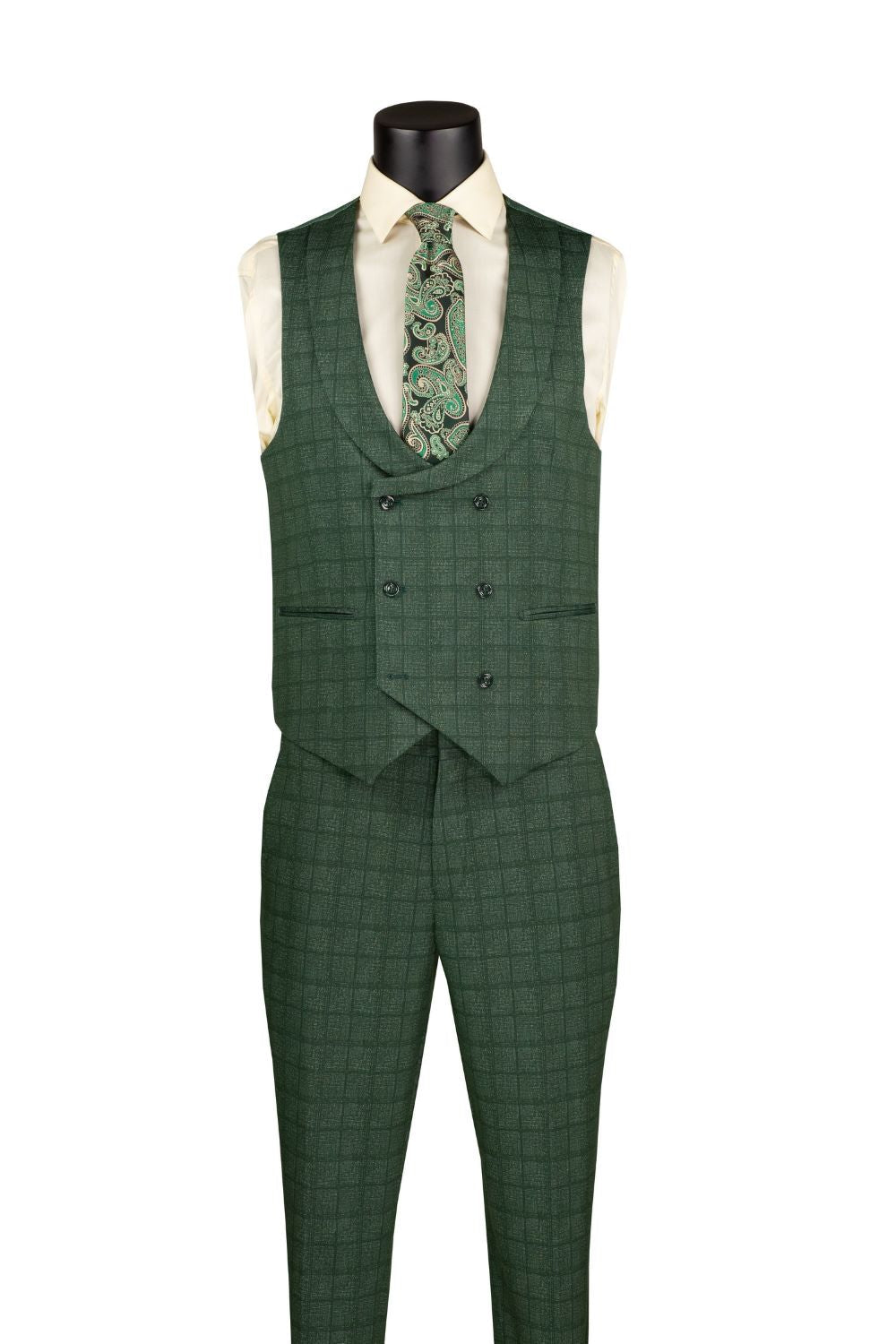 Slim Fit 3 Piece Stretch Fabric Suit in Green - Green