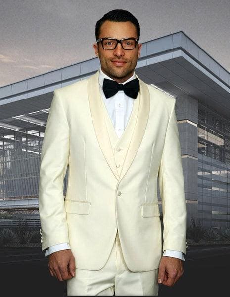 Cream Colour Suit - Cream Colored Suit - 2 Button Cream Groomsmen Suit - Royal Blue