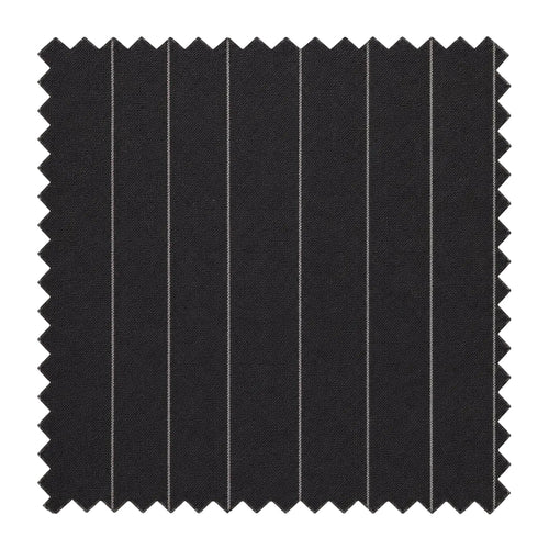 Tuscany Collection - Regular Fit 2-Piece Pinstripe Double Breasted Suit - Black fabric swatch