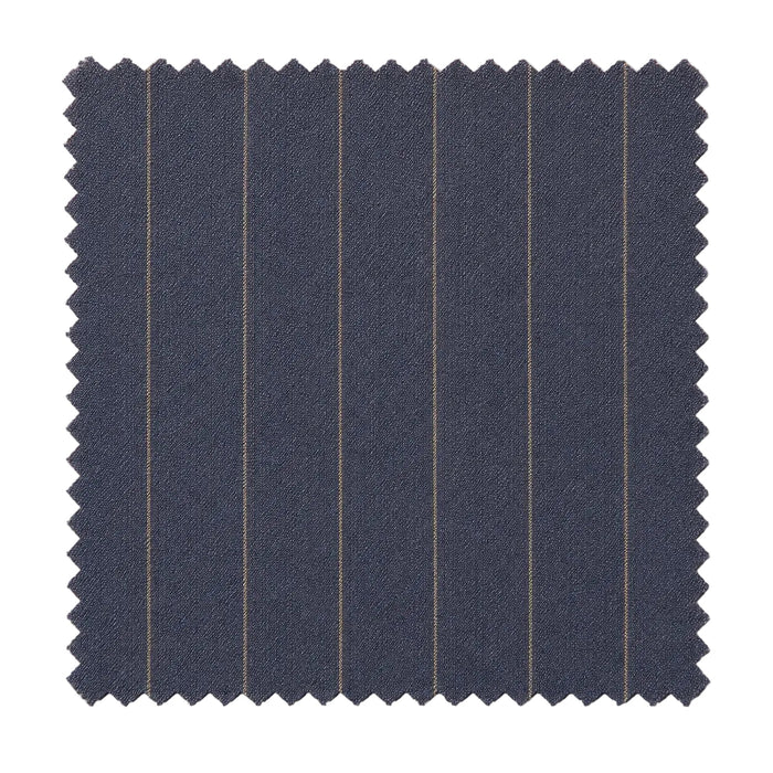 Tuscany Collection - Regular Fit 2-Piece Pinstripe Double Breasted Suit - Denim Blue fabric swatch