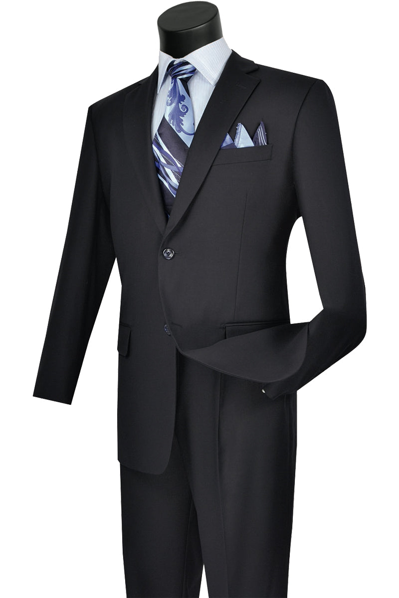 Mens 2 Button Classic Fit Pleated Pant Suit in Navy - 36 Short