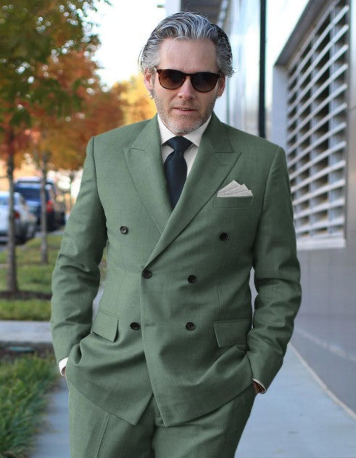 Sage Green Double Breasted Suits suit