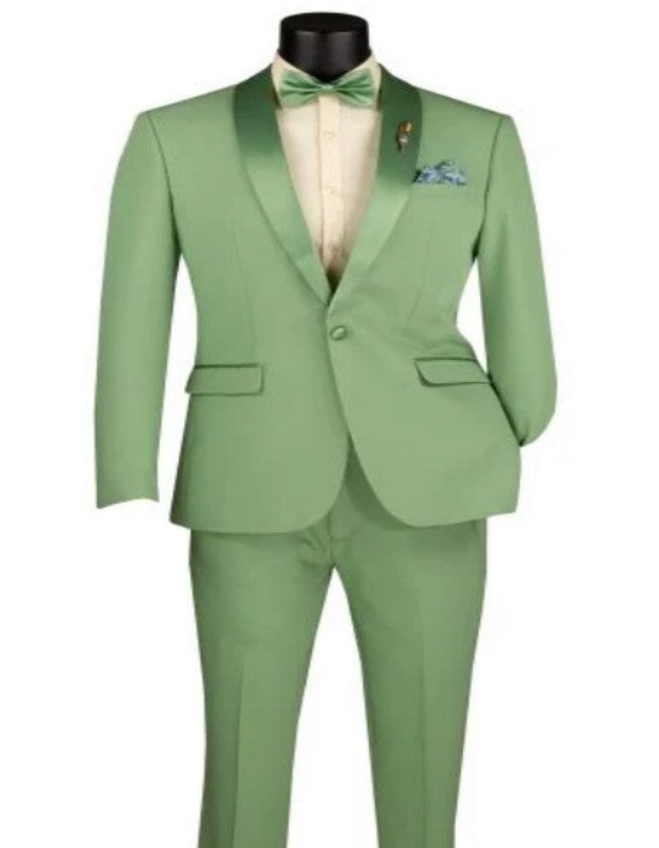 Mens Two Piece Shawl Lapel Slim Fit Tuxedo - Gold - Mustard